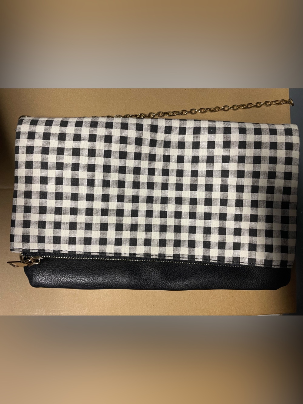 Black & White Gingham Convertible Clutch or Crossbody